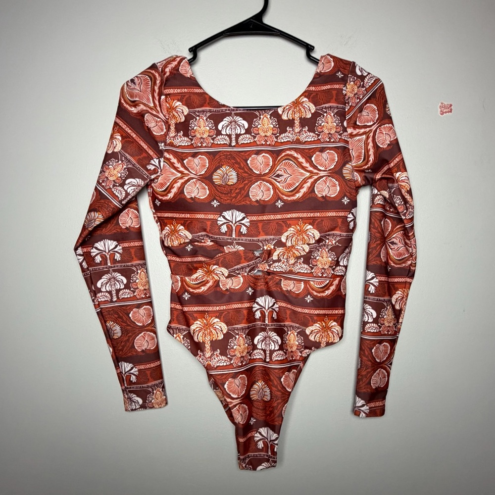 PHAX Twistâ Front Long Sleeve One Piece Boho Paddlesuit Swimsuit Resort Wear S